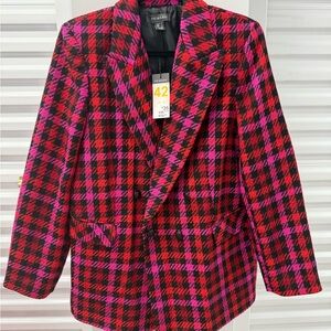Primark Red and Pink Plaid Blazer